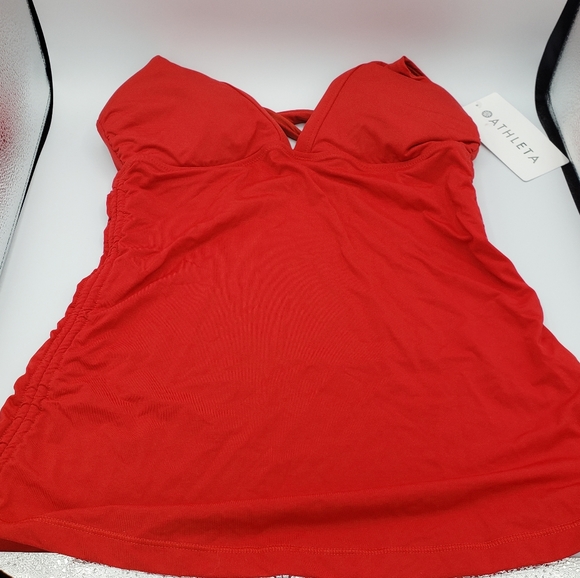 Athleta red side scrunch bikini swim tank top - Picture 8 of 11